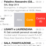 Schermata del nuovo client e-mail in iOS 8 su iPhone 5s