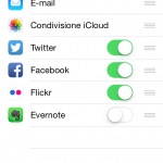 Schermata impostazioni avanzate di condivisione in iOS 8 su iPhone 5s