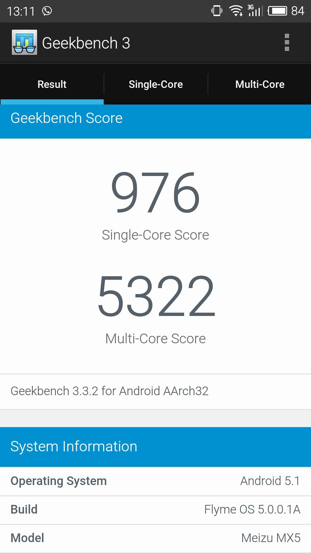 Recensione Meizu MX5 - Geekbench 3